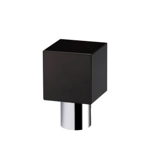 FULTON & BRAY Cube Cupboard Knob - Black 25mm dia. Polished Chrome / Black Glass