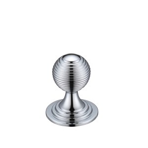 FULTON & BRAY Queen Anne Ringed Knob 25mm rose dia. Polished Chrome