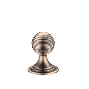 FULTON & BRAY Queen Anne Ringed Knob 25mm rose dia. Florentine Bronze