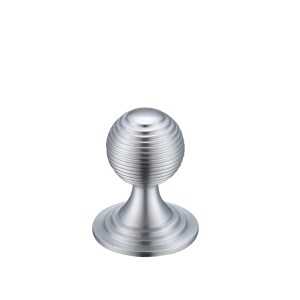 FULTON & BRAY Queen Anne Ringed Knob 25mm rose dia. Satin Chrome