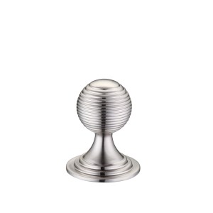 FULTON & BRAY Queen Anne Ringed Knob 25mm rose dia. - Lacquered Satin Nickel