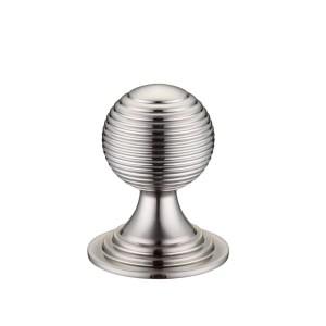 FULTON & BRAY Queen Anne Ringed Knob 32mm rose dia. - Lacquered Satin Nickel