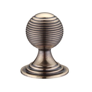 FULTON & BRAY Queen Anne Ringed Knob 38mm rose dia. Florentine Bronze