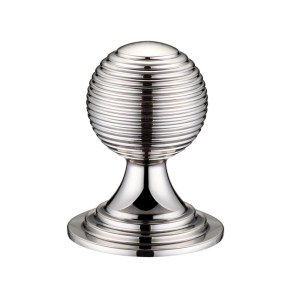 FULTON & BRAY Queen Anne Ringed Knob 38mm rose dia. - Lacquered Polished Nickel