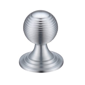 FULTON & BRAY Queen Anne Ringed Knob 38mm rose dia. Satin Chrome