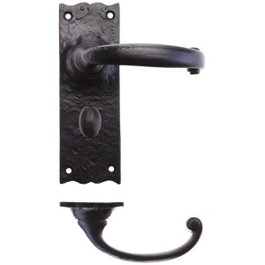 FOXCOTE FOUNDRIES Traditional Lever on Bathroom Backplate - 6" Black