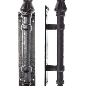 FOXCOTE FOUNDRIES Round Pull Handle on Backplate 304mm x 63mm - 2.5mm Black