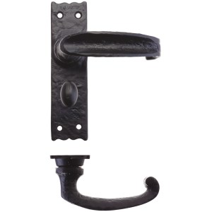 FOXCOTE FOUNDRIES Traditional Slimline Thumb Lever on Bathroom Backplate - Black