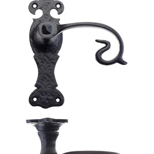 FOXCOTE FOUNDRIES Scroll Lever on Fleur De Lys Backplate - 6" - Latch Black