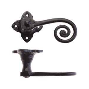 FOXCOTE FOUNDRIES Curly Tail Lever on Square Rose - 2" Black