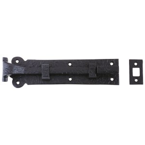 FOXCOTE FOUNDRIES Cranked Plain Door Bolt - 200mm x 48mm Black