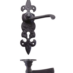 FOXCOTE FOUNDRIES Lever on Fleur de Lys Lock Backplate Black