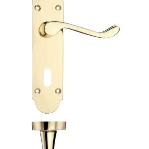 PR0 RANGE Project Oxford Lever on Lock Backplate - 168mm x 42mm Electro Brass