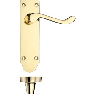 PR0 RANGE Project Oxford Lever on Latch Backplate - 168mm x 42mm Electro Brass