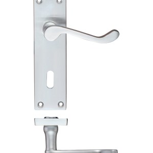 PR0 RANGE Project Victorian Scroll Lever on Lock Backplate -150mm x 40mm Satin Chrome