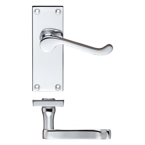 PR0 RANGE Project Victorian Scroll Lever on Latch Backplate - 114mm x 40mm Polished Chrome