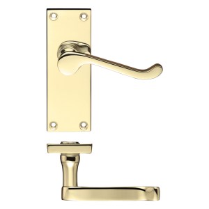 PR0 RANGE Project Victorian Scroll Lever on Latch Backplate - 114mm x 40mm Electro Brass