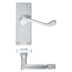 PR0 RANGE Project Victorian Scroll Lever on Latch Backplate - 114mm x 40mm Satin Chrome