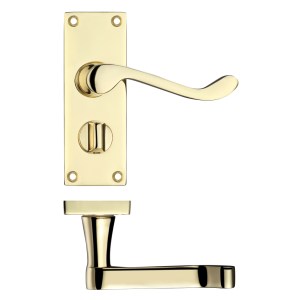 PR0 RANGE Project Victorian Scroll Lever on Privacy Backplate -114mm x 40mm Electro Brass
