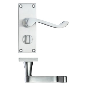 PR0 RANGE Project Victorian Scroll Lever on Privacy Backplate -114mm x 40mm Satin Chrome