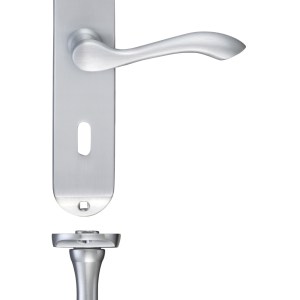 PR0 RANGE Project Arundel Lever on Lock Backplate - 180mm x 40mm Satin Chrome