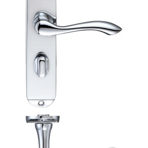 PR0 RANGE Project Arundel Lever on Bathroom Backplate - 180mm x 40mm Polished Chrome