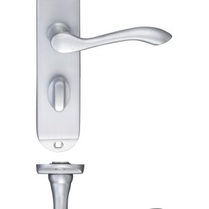 PR0 RANGE Project Arundel Lever on Bathroom Backplate - 180mm x 40mm Satin Chrome