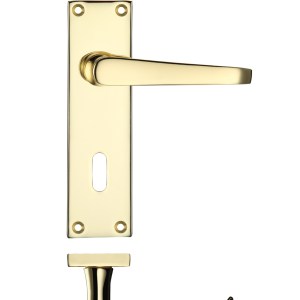 PR0 RANGE Project Victorian Flat Lever on Lock Backplate 150 x 40mm Electro Brass