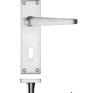 PR0 RANGE Project Victorian Flat Lever on Lock Backplate 150 x 40mm Satin Chrome