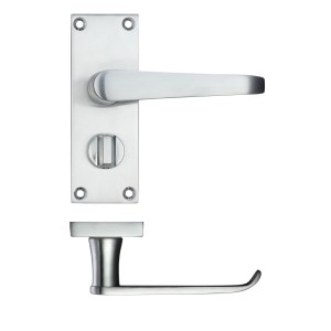 PR0 RANGE Project Victorian Flat Lever on Privacy Backplate 114 x 40mm Satin Chrome
