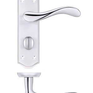 PR0 RANGE Project Asti Lever on Bathroom Backplate Satin Chrome / Polished Chrome