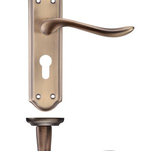 PR0 RANGE Project Lincoln Lever on Europrofile Lock Backplate 180x48mm Florentine Bronze