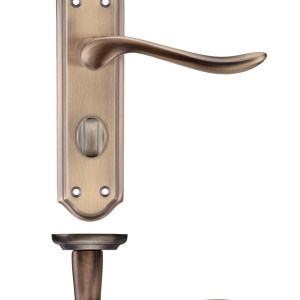 PR0 RANGE Project Lincoln Lever on Bathroom Backplate 180x48mm Florentine Bronze