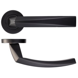 ROSSO MANIGLIE Hydra Lever on Round Rose - Powder Coat Black