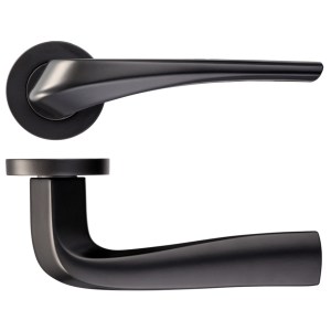 ROSSO MANIGLIE Aries Lever on Round Rose - Powder Coat Black