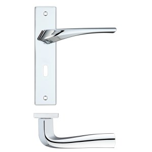 ROSSO MANIGLIE Aries Lever Lock (57mm c/c) On Backplate - 190x42mm - Polished Chrome