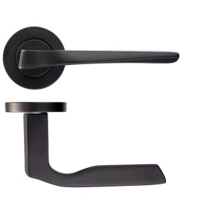 ROSSO MANIGLIE Lyra Lever on Round Rose - Powder Coat Black