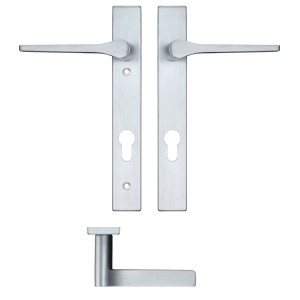 ROSSO MANIGLIE Draco Lever Euro Lock (92mm c/c) On Narrow Backplate - 220x32mm - Satin Chrome