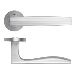 ROSSO MANIGLIE Appenine Lever On Round Rose 50mm x 8mm - Satin Chrome