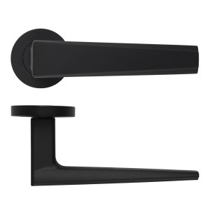 ROSSO MANIGLIE Veloce Lever On Round Rose 50mm x 8mm - Oscuro Matt Black