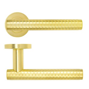 ROSSO MANIGLIE Favo Lever On Round Rose 50mm x 8mm - Satin Brass
