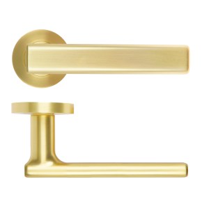ROSSO MANIGLIE Frigo Lever On Round Rose 50mm x 8mm - Satin Brass