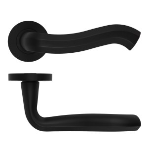 ROSSO MANIGLIE Rococo Lever On Round Rose 50mm x 8mm - Oscuro Matt Black