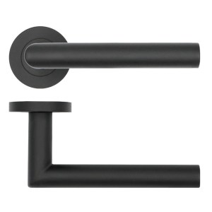 ROSSO TECNICA Lugano Lever on Round Rose - Powder Coat Black