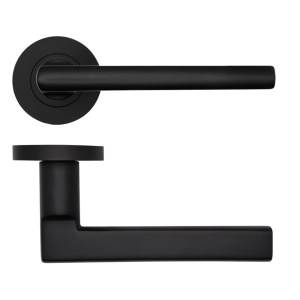 ROSSO TECNICA Varese Lever on Round Rose - Powder Coat Black