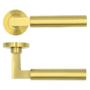 ROSSO TECNICA Garda Lever on Round Rose - PVD Satin Brass