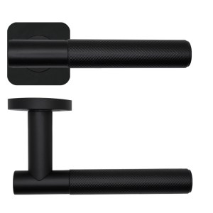 ROSSO TECNICA Orta - Knurled Grip T Bar Lever On Squircle Rose - Powder Coat Black