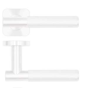 ROSSO TECNICA Orta - Knurled Grip T Bar Lever On Squircle Rose - Powder Coat White