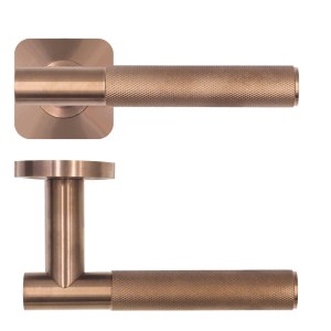 ROSSO TECNICA Orta - Knurled Grip T Bar Lever On Squircle Rose - PVD Satin Bronze