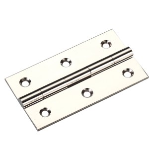 TOP DRAWER FITTINGS Solid Drawn Brass Butt Hinge - 75 x 41 x 2mm Polished Nickel